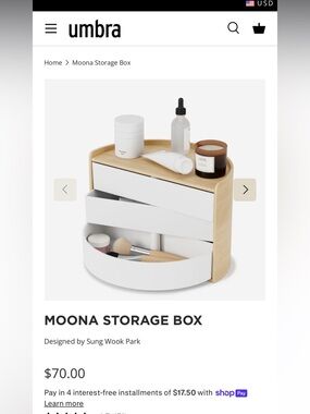 Umbra Moona Cosmetic Organizer in White and Natural Wood